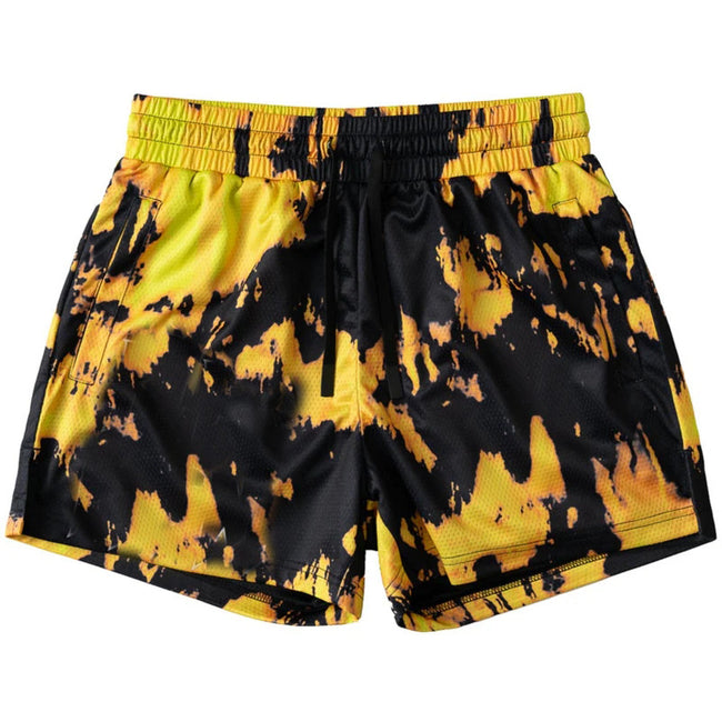 Killcrew Black and Yellow Tie-Dye Mesh Shorts Hover Image