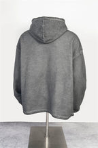 Thug Club Vintage Washed Grey Metal Star Moon Logo Oversized Hoodie, Unisex