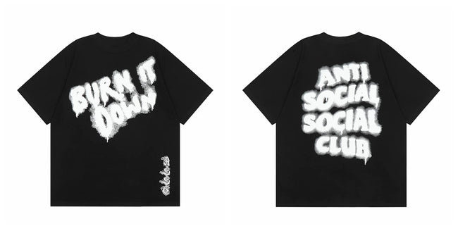 ASSC short sleeved American high street hip-hop fashion brand summer unisex loose cotton casual couple letter T-shirt (42) Hover Image