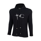 Thug Club TC Logo Waffle Knit Slim Fit Hoodie, Y2K Gothic Long Sleeve Hooded Top