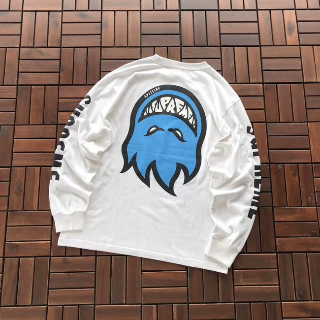 Supreme Ghost Graphic Long Sleeve Top - White / Blue Hover Image