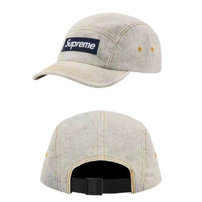 Supreme Light Bleach Wash Denim 5-Panel Box Logo Camp Cap Hover Image