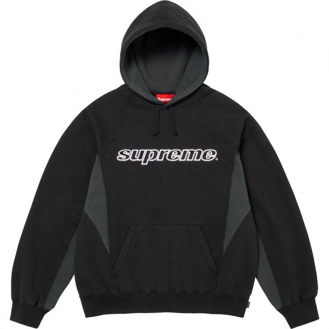 Supreme Curved Logo Hooded Sweatshirt - Black / Charcoal Hover Image