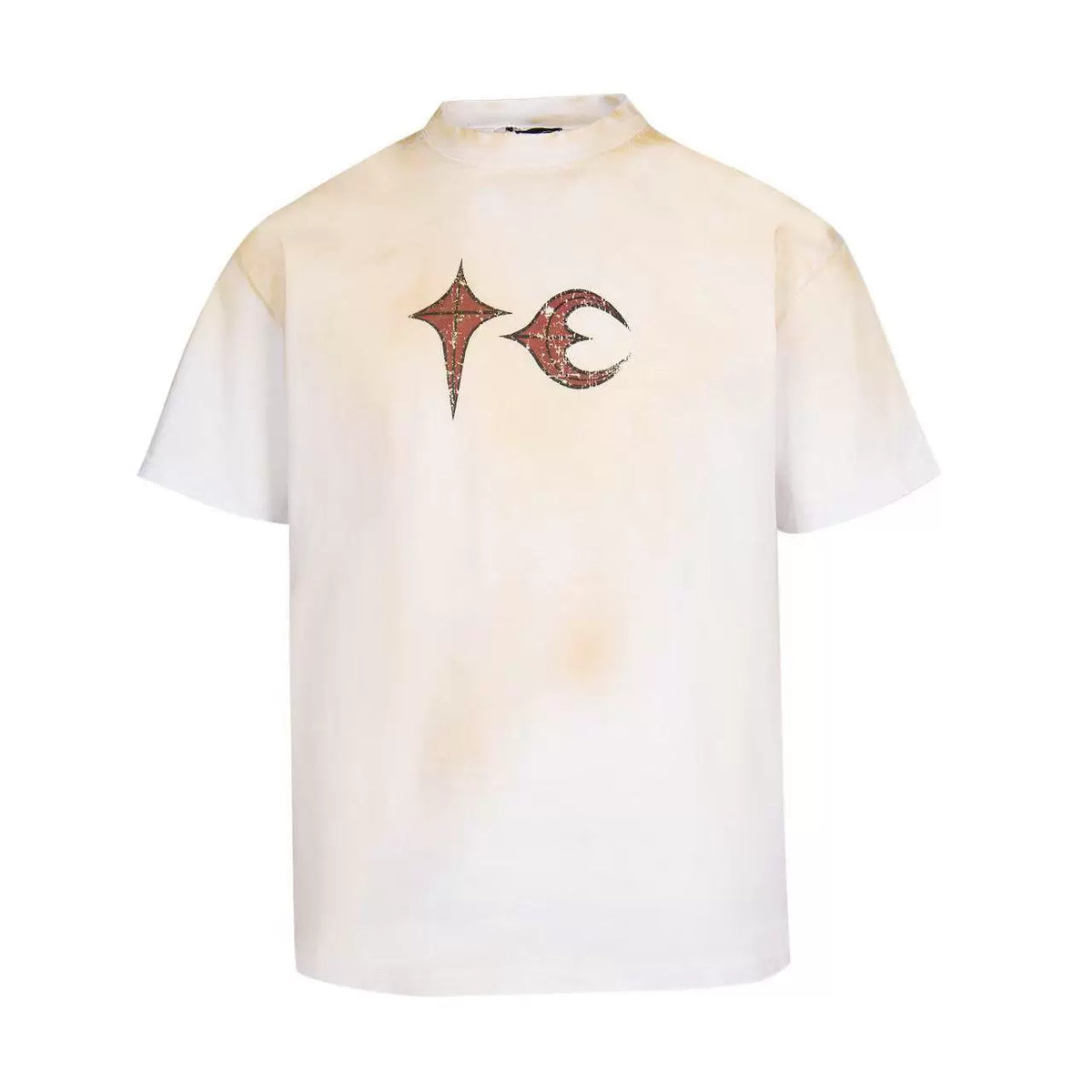 Thug Club Vintage Faded Star Moon Logo White Oversized T-Shirt, Unisex