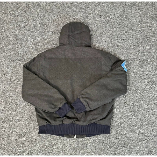 Broken Planet Patched Hooded Work Bomber Jacket - Dark Grey Main Image