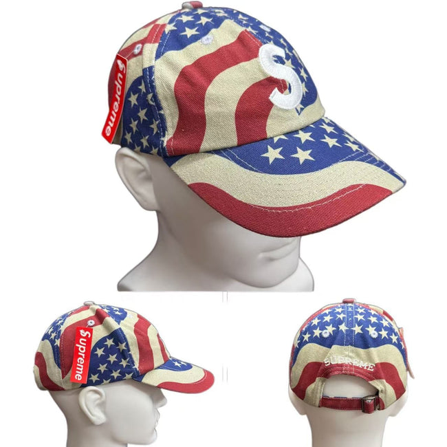 Supreme USA Flag Print "S" Logo 6-Panel Dad Hat (Alternate View) Hover Image