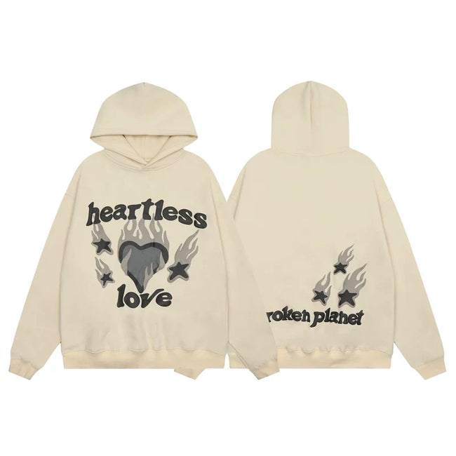 Broken Planet Heartless Love Cream Grey Oversized Hoodie Hover Image