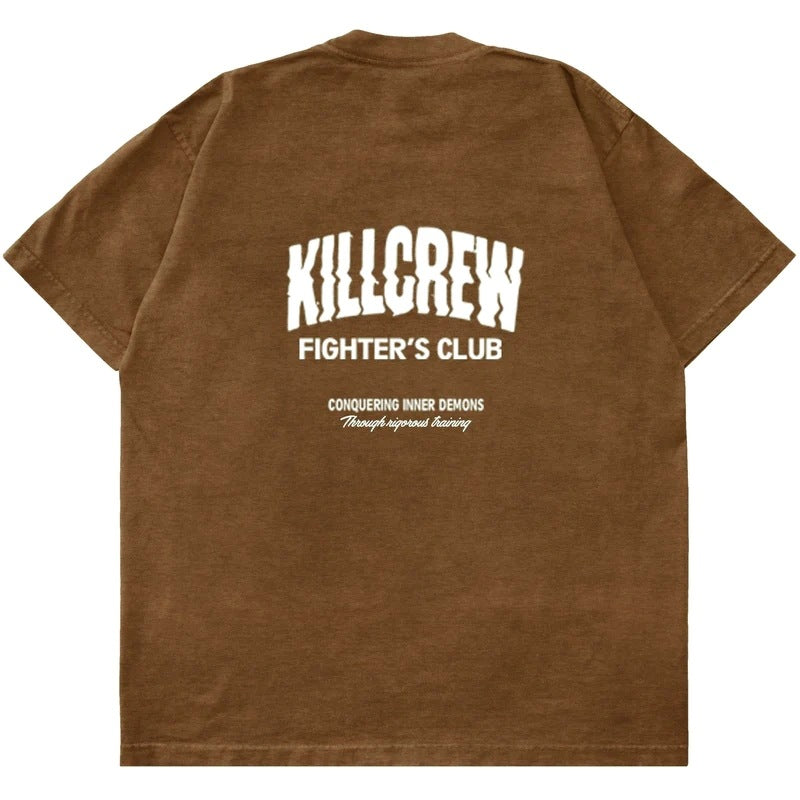 Killcrew Fighter's Club Brown and White Graphic T-Shirt