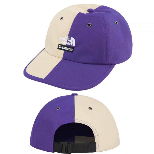 Supreme x The North Face Purple and Cream Split 6-Panel Dad Hat Hover Image