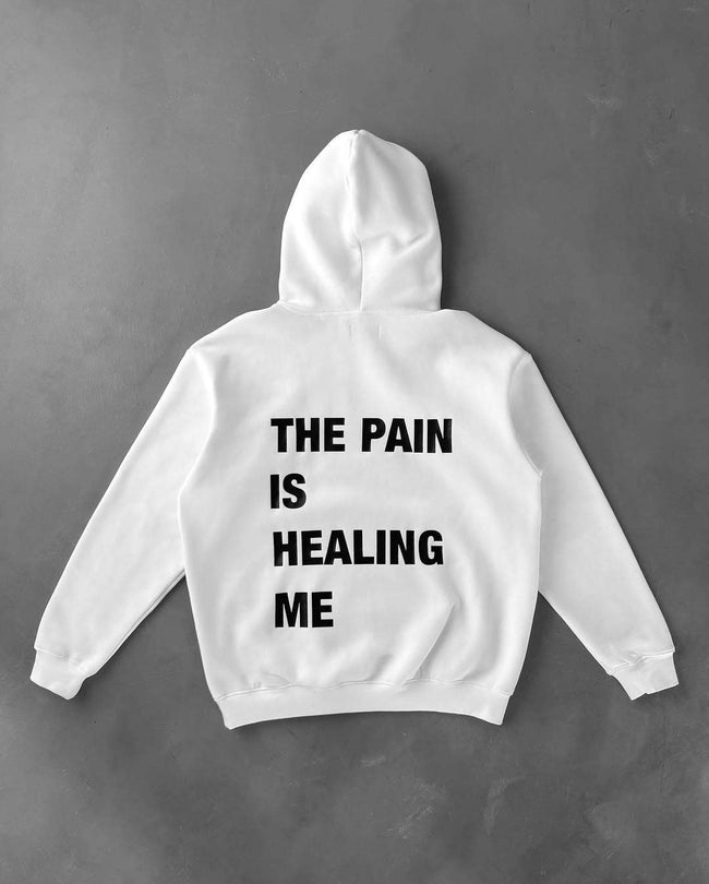 Killcrew "The Pain Is Healing Me" Graphic White Hoodie Hover Image