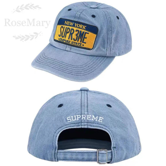 Supreme Light Blue New York License Plate 6-Panel Dad Hat Hover Image