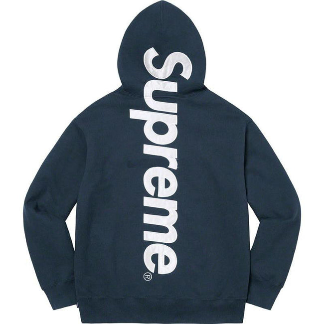 Supreme Vertical Logo Hooded Sweatshirt – Navy / White Hover Image