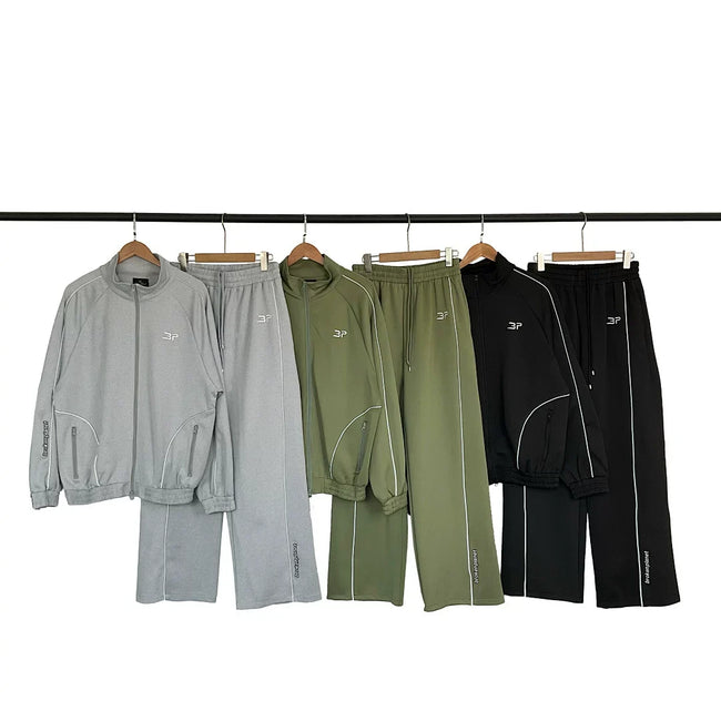Broken Planet Piping Trim Track Jacket & Wide Leg Pants Set - 3 Colors Available Hover Image