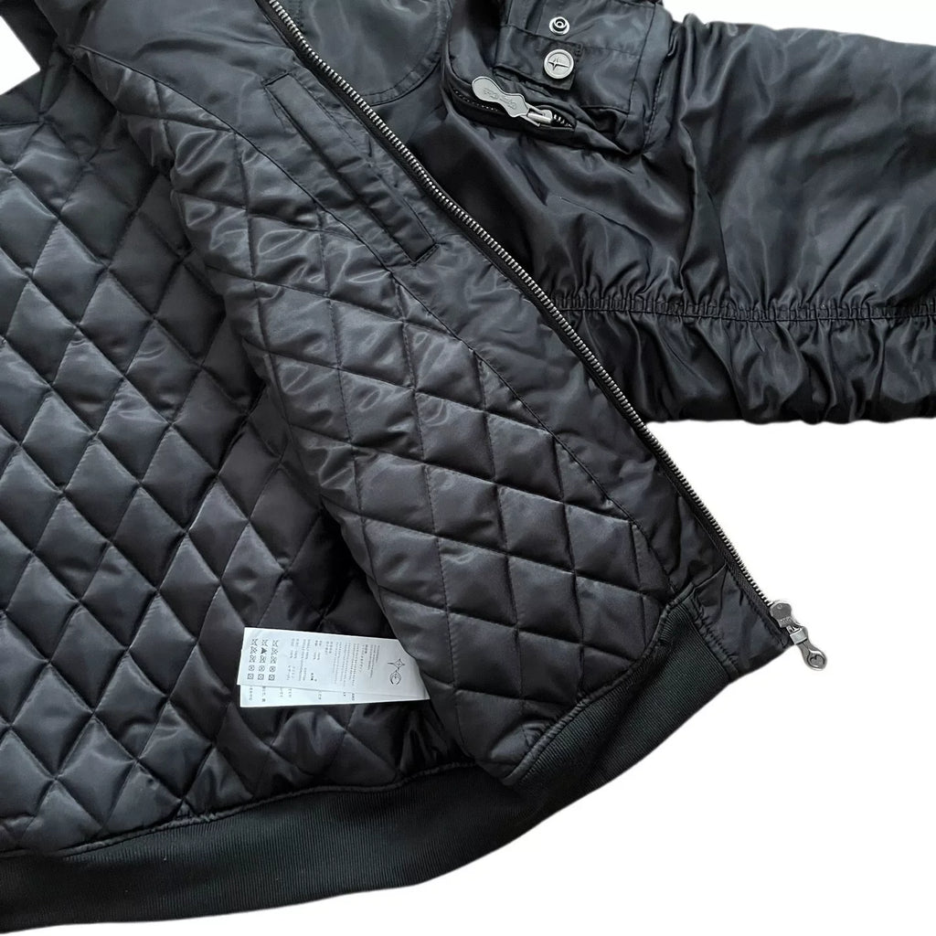 Thug Club Ruched Back MA1 Bomber Jacket, Y2K Gothic Multi-Pocket Flight Coat