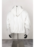 Thug Club White Raw Seam Zip-Up Cropped Hoodie, Unisex