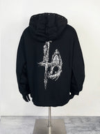 Thug Club Black Dragon Graphic Raw Edge Oversized Hoodie, Unisex
