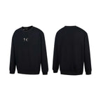 Thug Club Metal Star Moon Logo Crewneck Sweatshirt, Y2K Gothic Oversized Black Sweater
