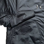 Thug Club Ruched Back MA1 Bomber Jacket, Y2K Gothic Multi-Pocket Flight Coat