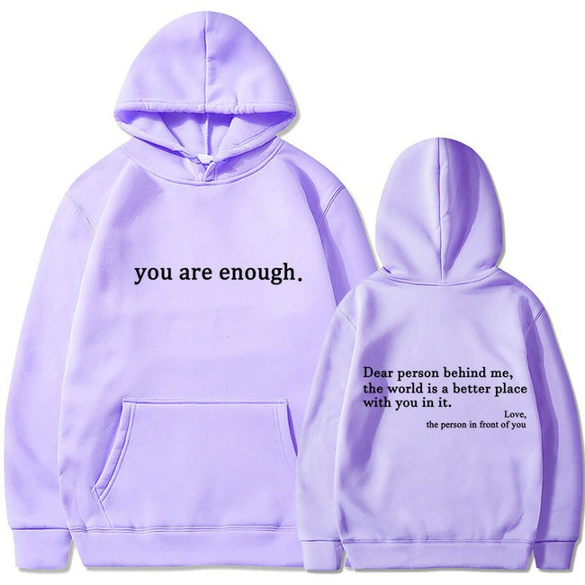 Title Purple "You Are Enough" Quote Hoodie Hover Image