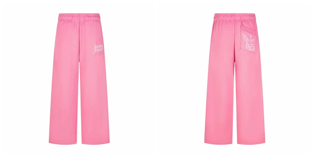 Broken Planet Logo Pink Wide Leg Sweatpants