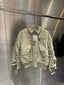 Thug Club Ruched Sleeve Cropped MA1 Bomber Jacket, Y2K Gothic Beige Nylon Flight Coat