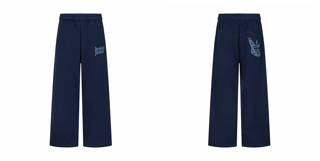 Broken Planet Logo Navy Wide Leg Sweatpants