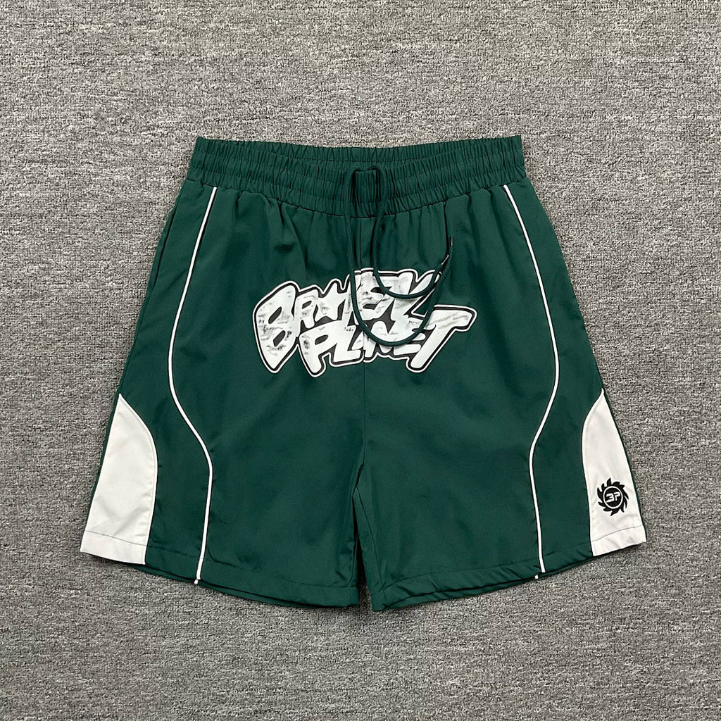 Broken Planet Curved Seam Graffiti Basketball Shorts‑4 Colors