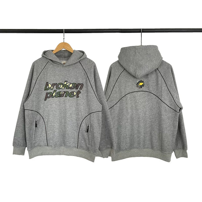 Broken Planet Camo Logo Raglan Hoodie - Heather Grey Main Image