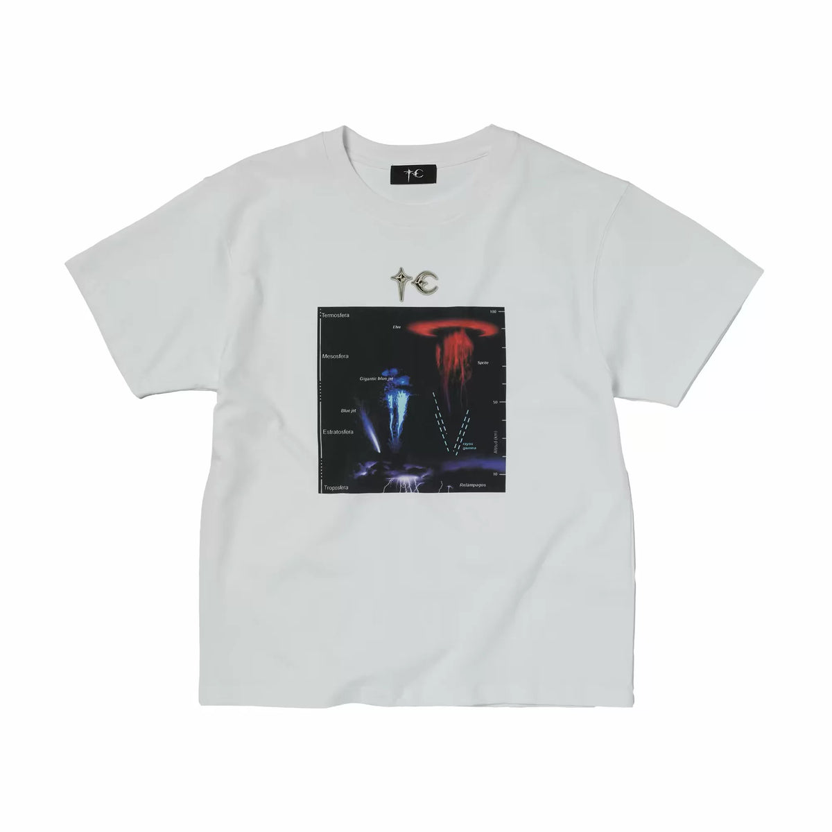 Thug Club Atmosphere Lightning Graphic White Oversized T-Shirt, Unisex