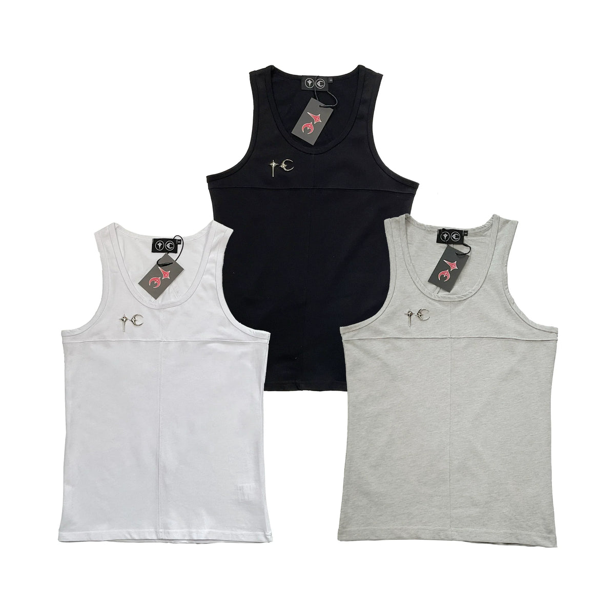 Thug Club Metal TC Logo U-neck Tank Top, Y2K Gothic Sleeveless Vest