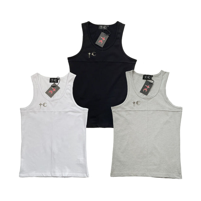 Thug Club Metal TC Logo U-neck Tank Top, Y2K Gothic Sleeveless Vest Main Image