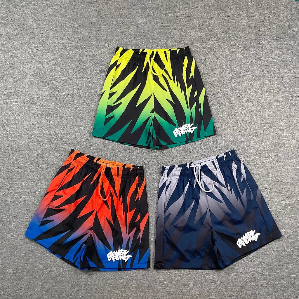 Broken Planet Gradient Abstract Print Quick‑Dry Shorts‑3 Colors