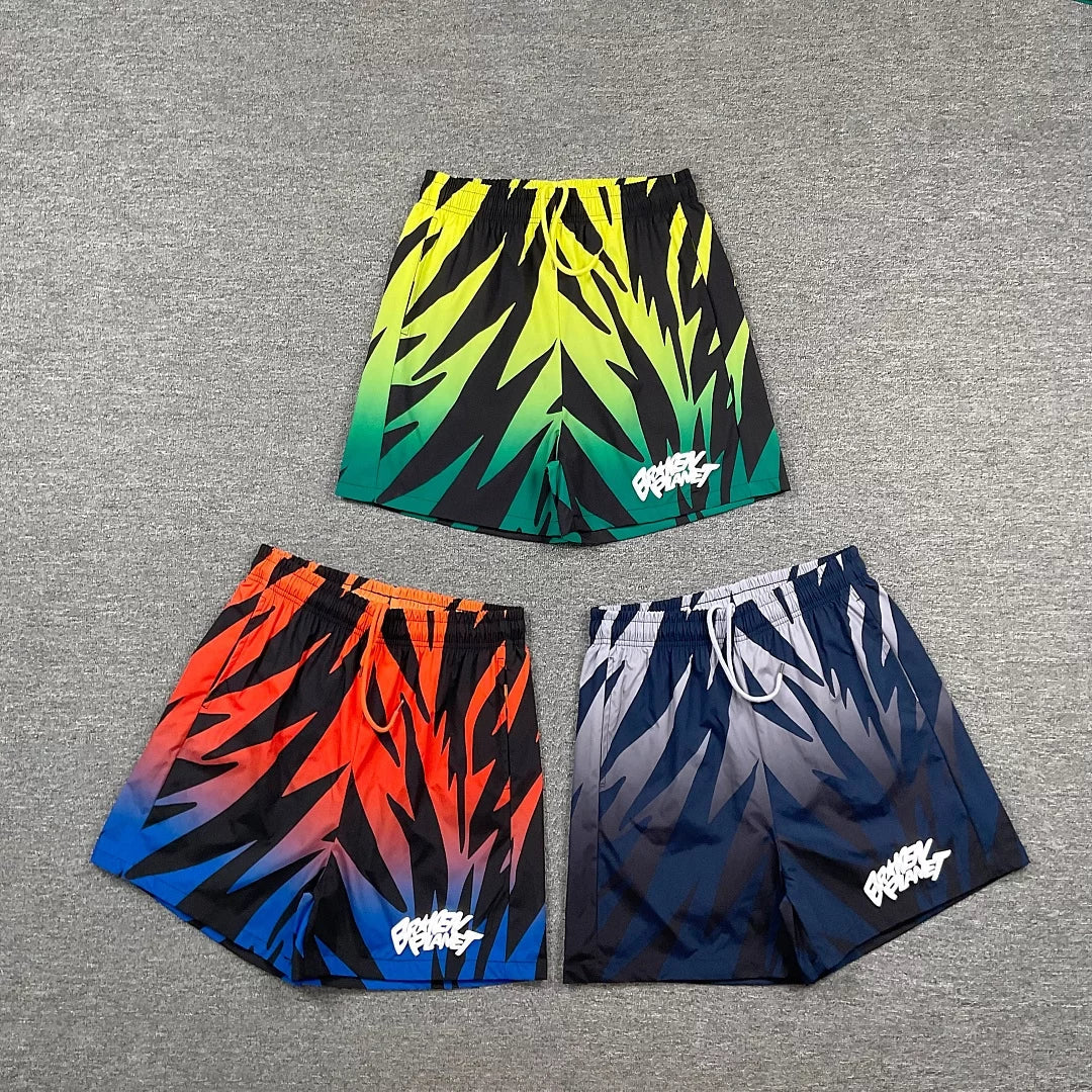 Broken Planet Gradient Abstract Print Quick‑Dry Shorts‑3 Colors