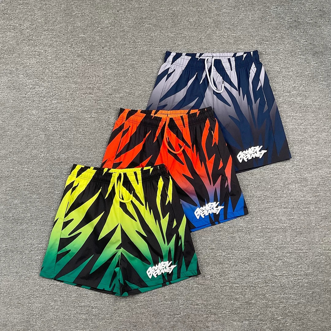 Broken Planet Gradient Abstract Print Quick‑Dry Shorts‑3 Colors