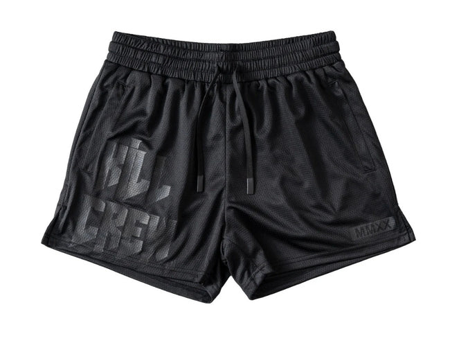 Killcrew Logo Graphic All-Black Mesh Shorts Hover Image