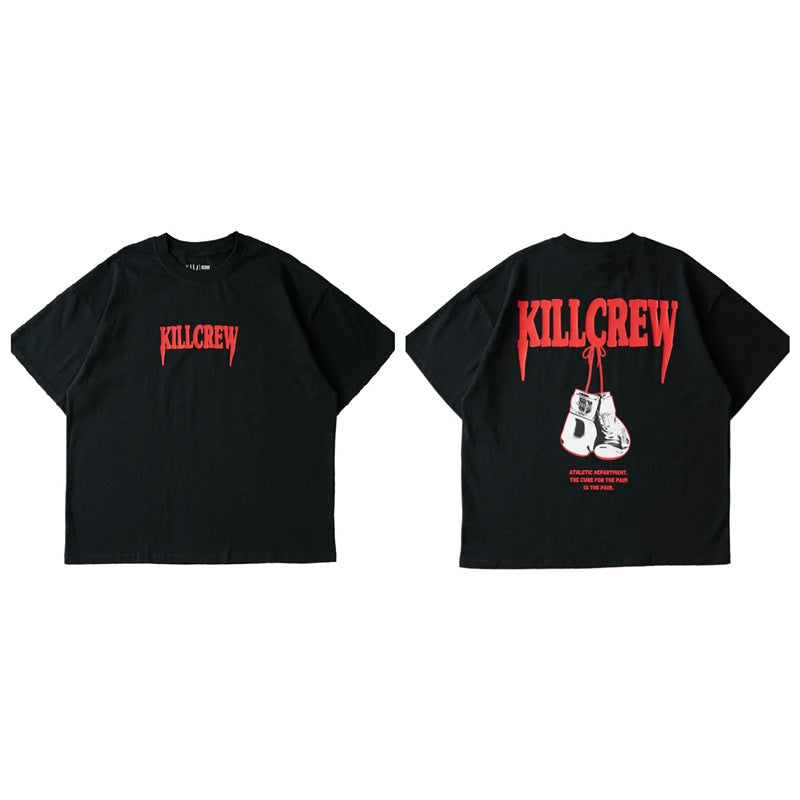 Killcrew Boxing Gloves Graphic Oversized Black T-Shirt
