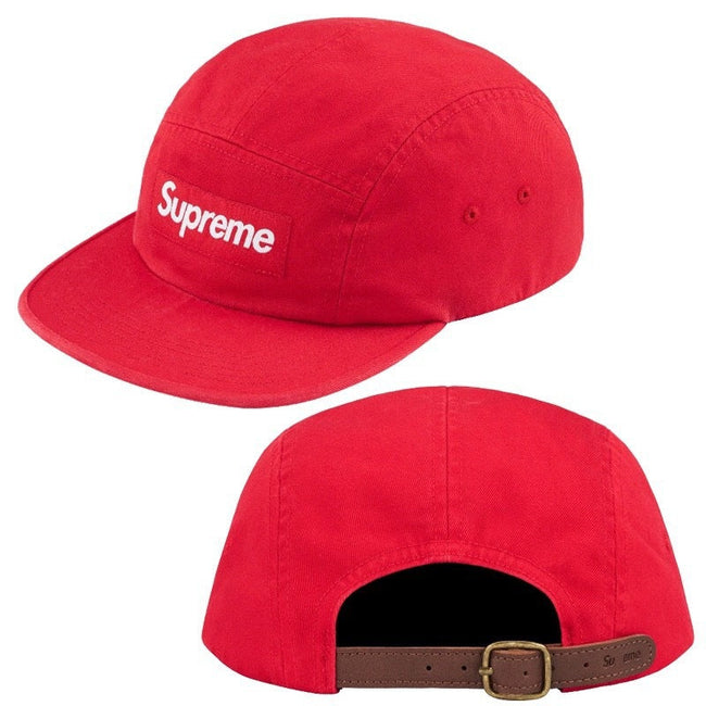 Supreme Red 5-Panel Box Logo Camp Cap with Leather Strap Hover Image