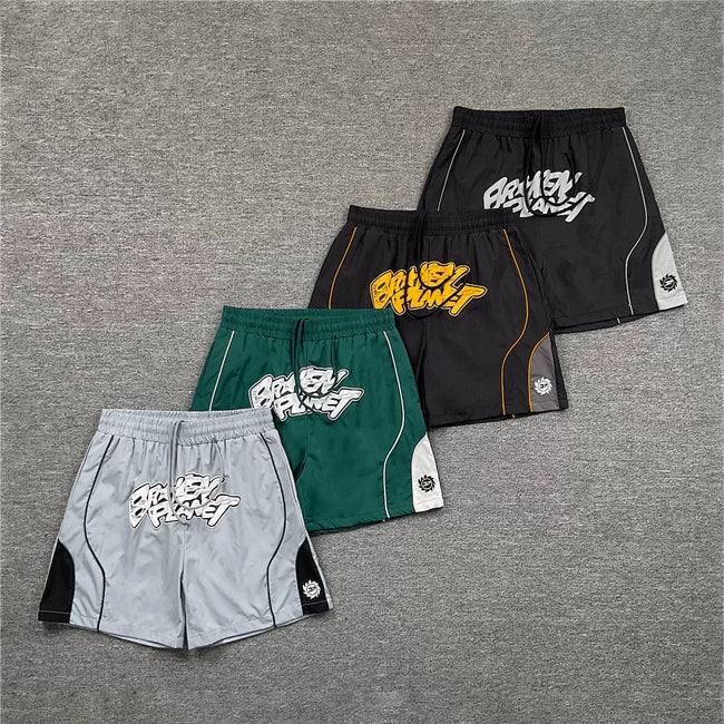 Broken Planet Curved Seam Graffiti Basketball Shorts‑4 Colors Main Image