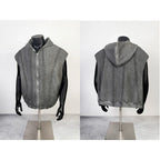 Thug Club Grey Raw Fringe Hooded Zip Vest, Unisex