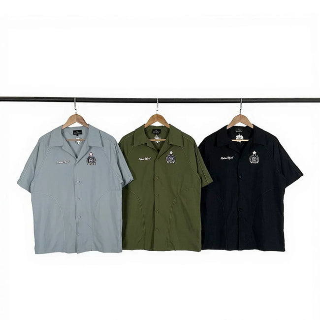 Broken Planet Contrast Stitch Camp Collar Shirt‑3 Colors Hover Image