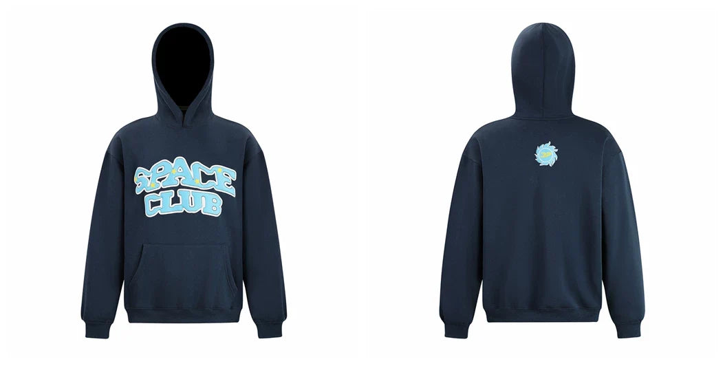 Broken Planet Space Club Navy Oversized Graphic Hoodie