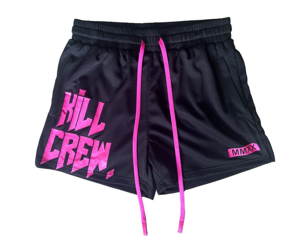 Killcrew Logo Graphic Black and Pink Mesh Shorts
