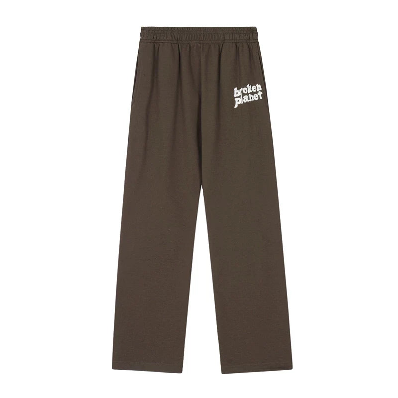 Broken Planet Brown Logo Wide Leg Sweatpants