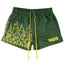 Killcrew Flame Graphic Green and Yellow Mesh Shorts