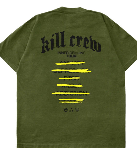 Killcrew Inner Demons Tour Graphic Olive Green T-Shirt Hover Image
