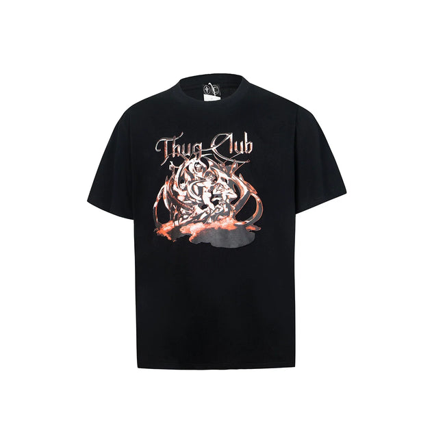 Thug Club Black Demon Graphic Oversized T-Shirt, Unisex Hover Image