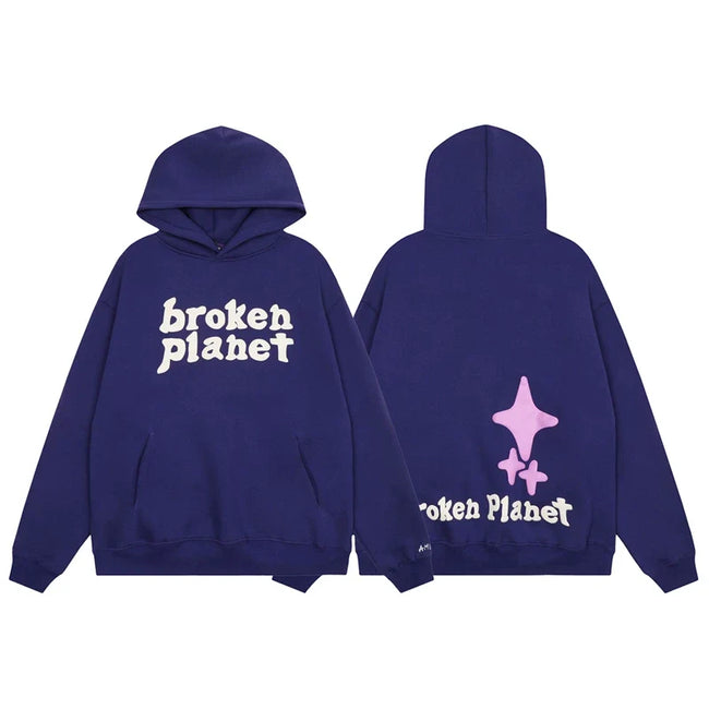 Broken Planet Core Logo Indigo Oversized Hoodie Hover Image