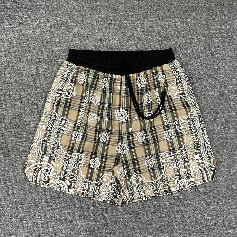 Broken Planet Plaid Bandana Print Nylon Shorts - 3 Colors Available