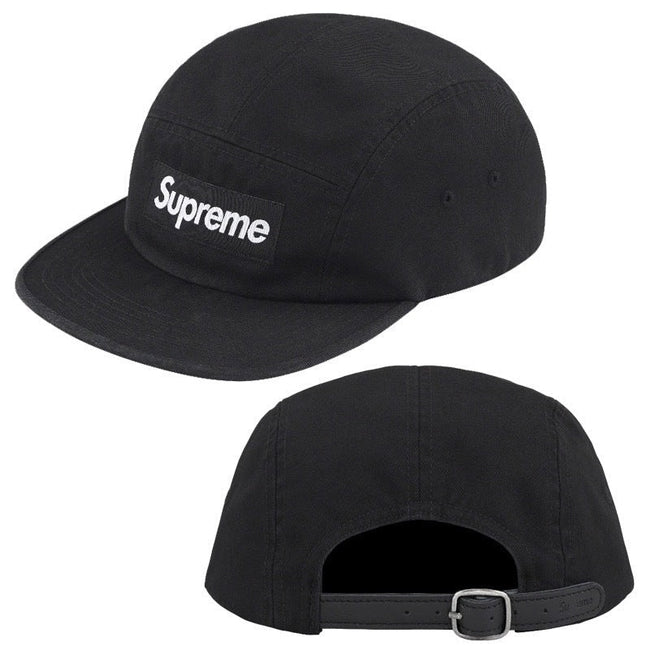 Supreme Black 5-Panel Box Logo Camp Cap with Leather Strap Hover Image