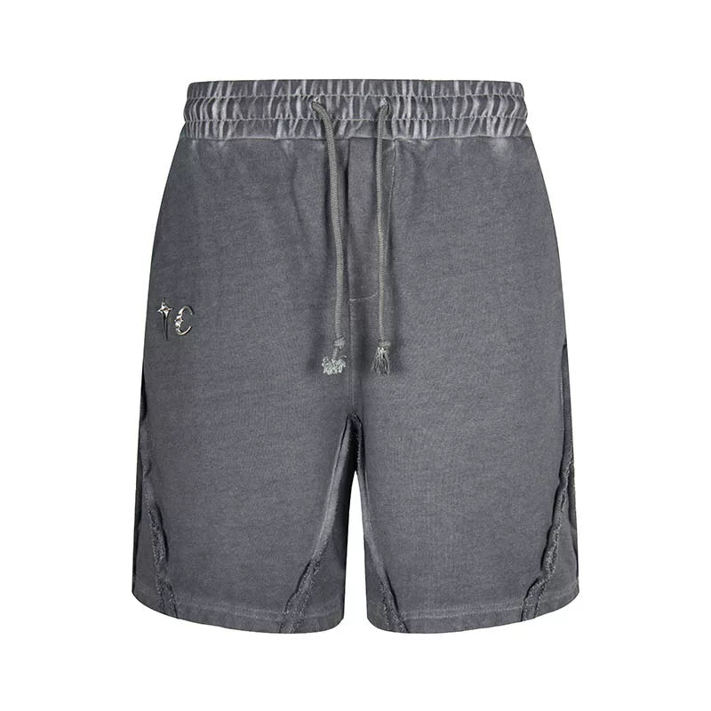 Thug Club Grey Vintage Washed Raw Seam Sweat Shorts, Unisex